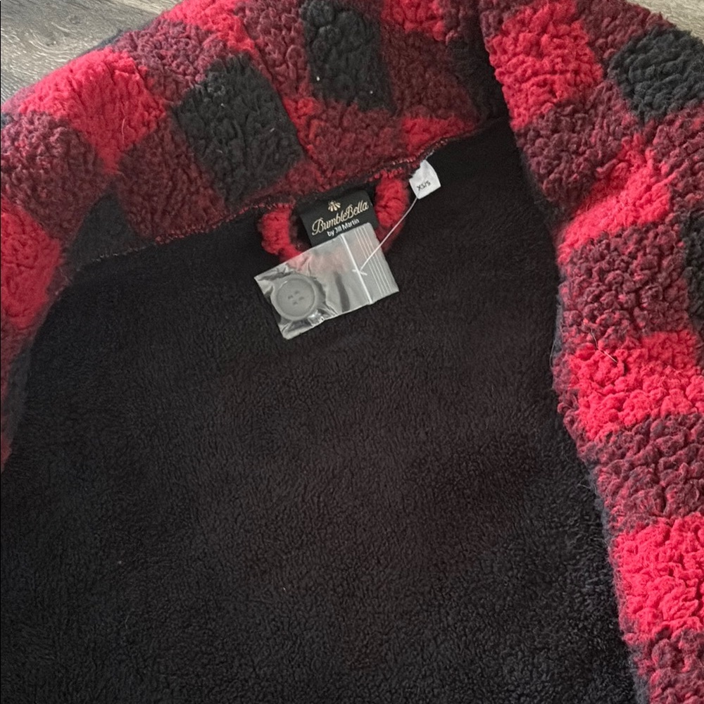 BumbleBella Red and Black Plaid Sherpa Jacket - Picture 4 of 4